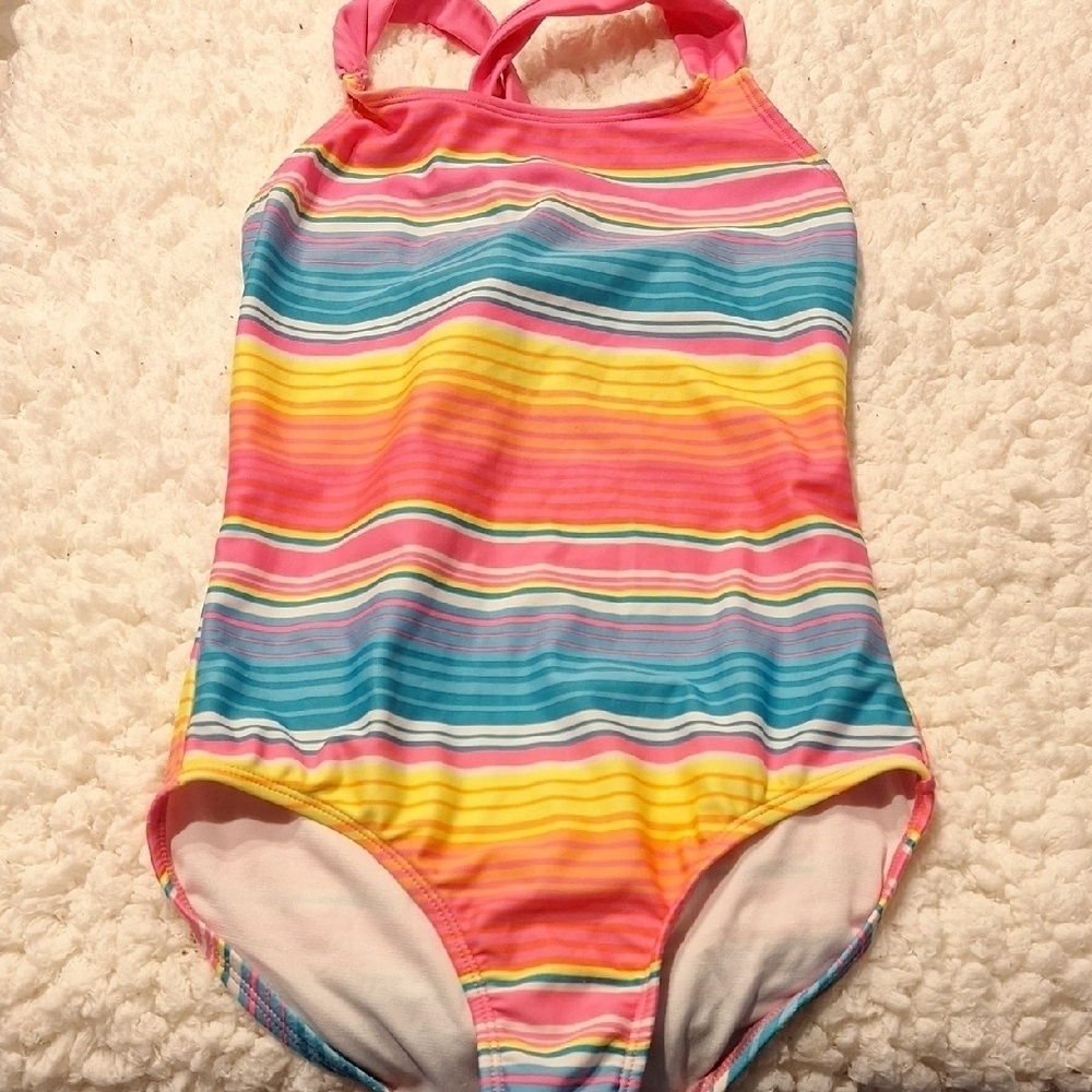 Cat & Jack Colorful Striped Swimsuit Size L